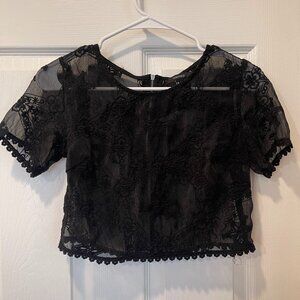 Forever 21 Sheer Lace Floral Crop Top